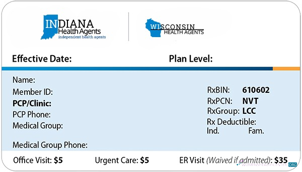 Download Indiana health insurance card Photoshop template